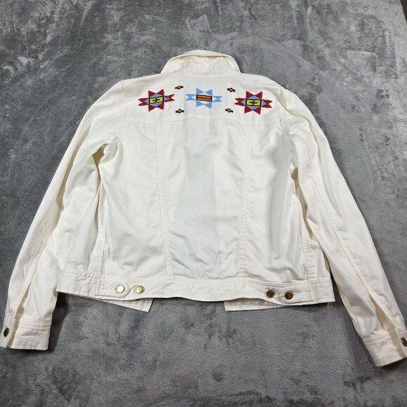 Ralph Lauren Jeans Co Jacket Womens M Ivory Denim Beaded Southwestern Boho - Picture 9 of 13